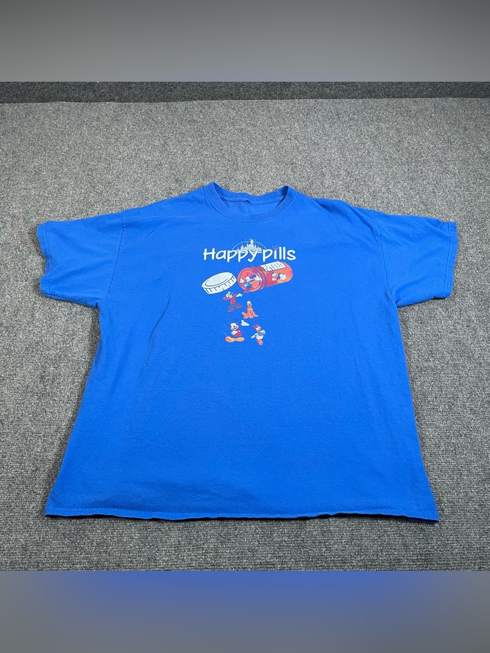 Vintage Disney Parody Shirt Men’s Xl Blue Y2K Mickey Mouse Goofy Pluto Funny
